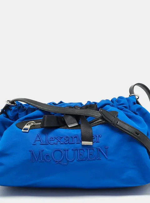 Alexander McQueen The Bundle Blue/Black Leather and Nylon Shoulder Bag