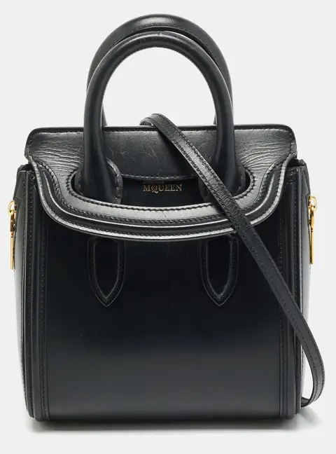 Alexander McQueen Heroine Mini Black Leather Tote