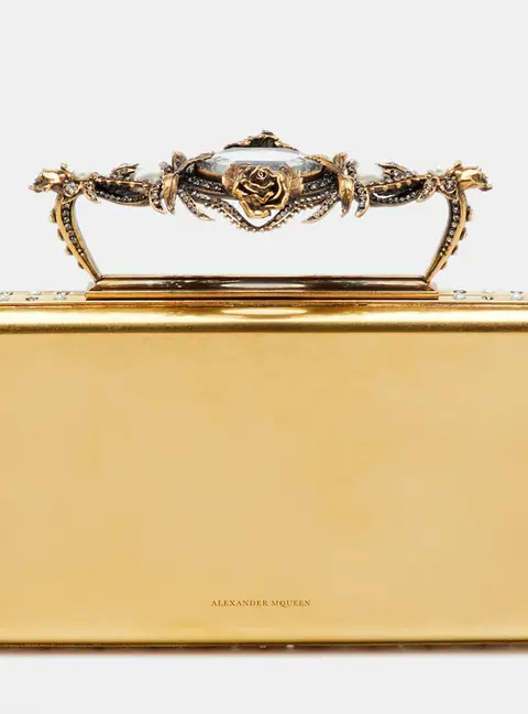 Alexander McQueen Ottone Jewelled Gold Metal Clutch