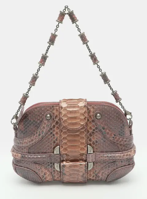 Alexander McQueen Novak Burgundy Python Clutch Bag