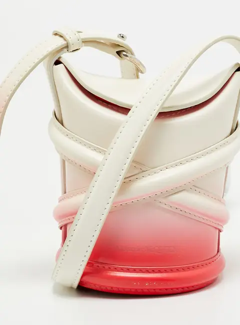 Alexander McQueen The Curve Micro Ombre Red/White Leather Bucket Bag