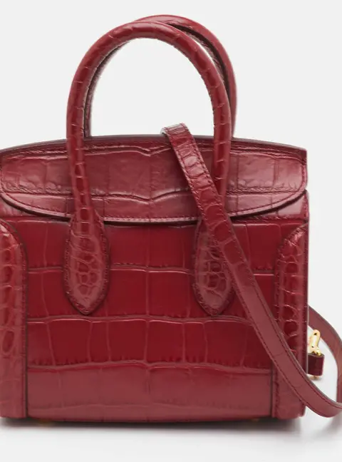 Alexander McQueen Heroine 21 Red Croc Embossed Leather Bag