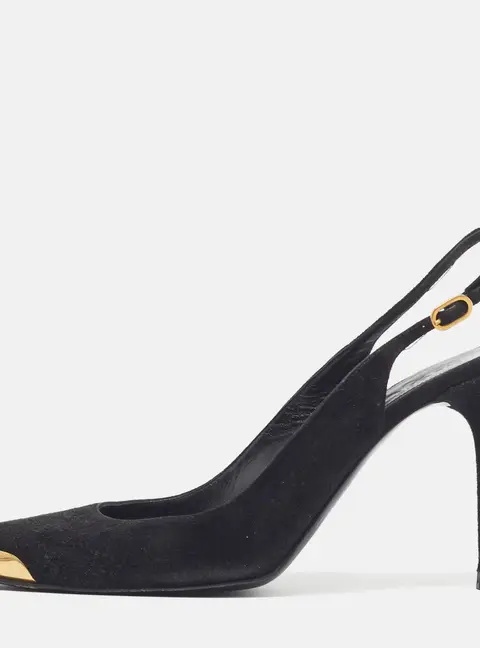 Alexander McQueen Size 38.5 Black Suede Slingback Pumps