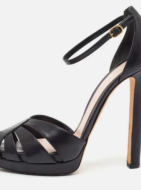 Alexander McQueen Size 40.5 Black Leather Ankle Strap Platform Sandals
