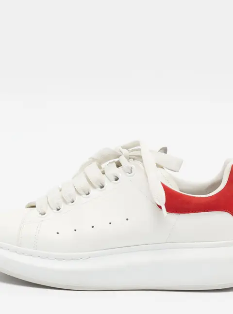 Alexander McQueen Oversized Size 39 White/Red Leather and Suede Low Top Sneakers