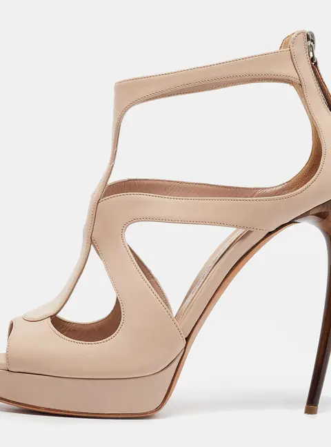 Alexander McQueen Size 41 Beige Leather Ankle Strap Sandals