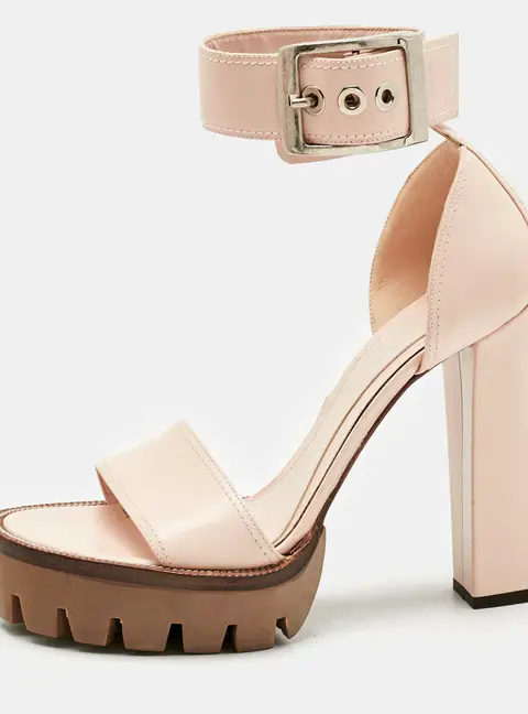 Alexander McQueen Pink Leather Platform Sandals Size 40
