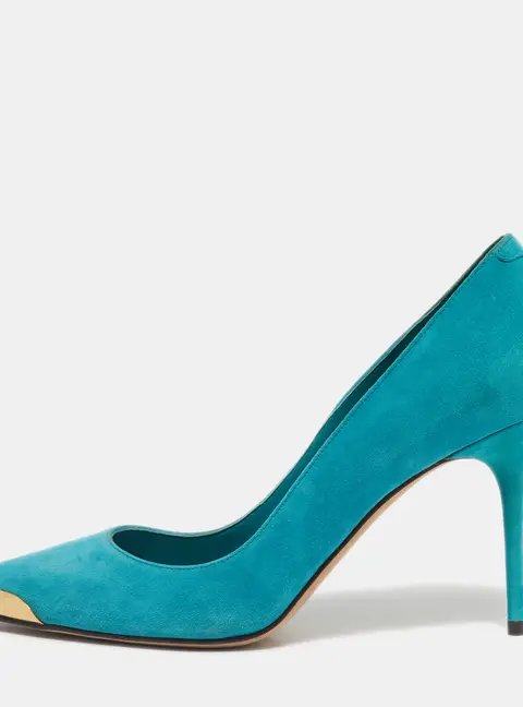 Alexander McQueen Blue Suede Pointed Toe Pumps Size 37.5