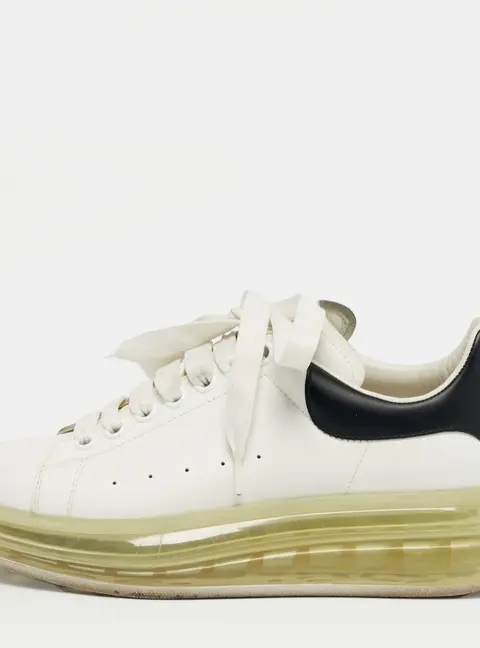Alexander McQueen White Leather Oversized Lace Up Sneakers Size 40