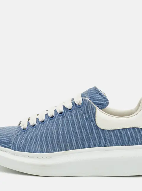 Alexander McQueen Oversized Size 39 Blue/White Denim and Leather Lace Up Sneakers