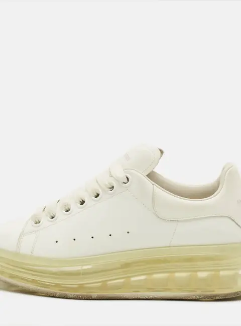 Alexander McQueen Larry Clear Sole Size 37.5 White Leather Low Top Sneakers