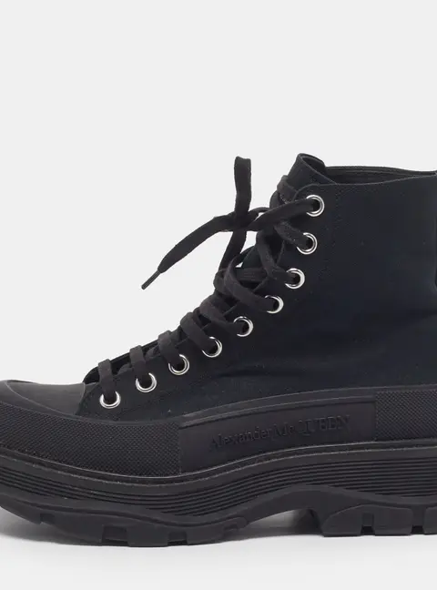 Alexander McQueen Tread Slick Size 40 Black Canvas and Rubber High Top Sneakers