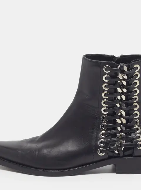 Alexander McQueen Size 39 Black Leather Ankle Length Boots