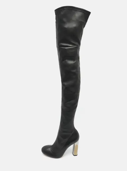 Alexander McQueen Size 37 Black Leather Thigh High Boots