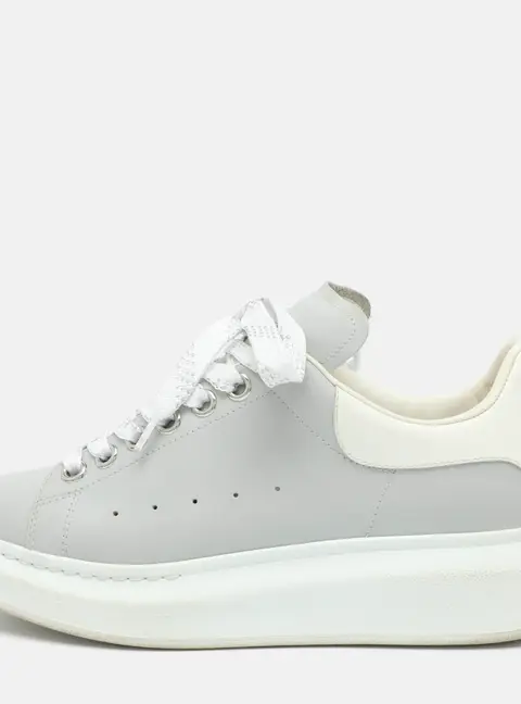 Alexander McQueen Oversized Size 38 White/Hot Pink Leather and Suede Lace Up Sneakers