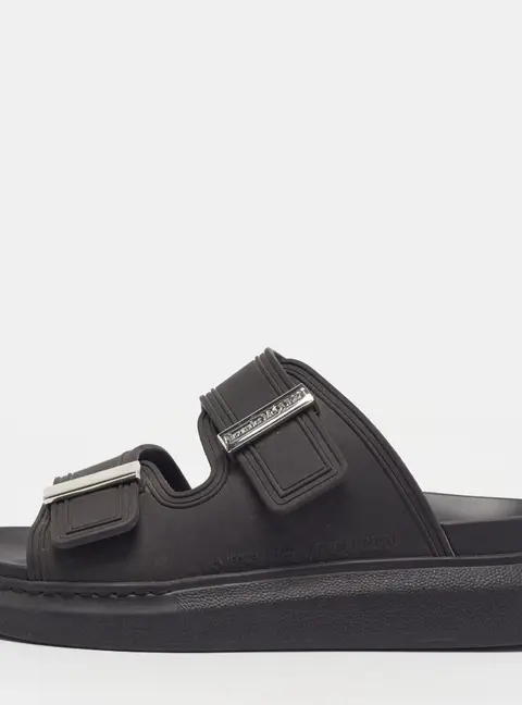 Alexander McQueen Hybrid Size 37 Black Rubber Flat Slide Sandals