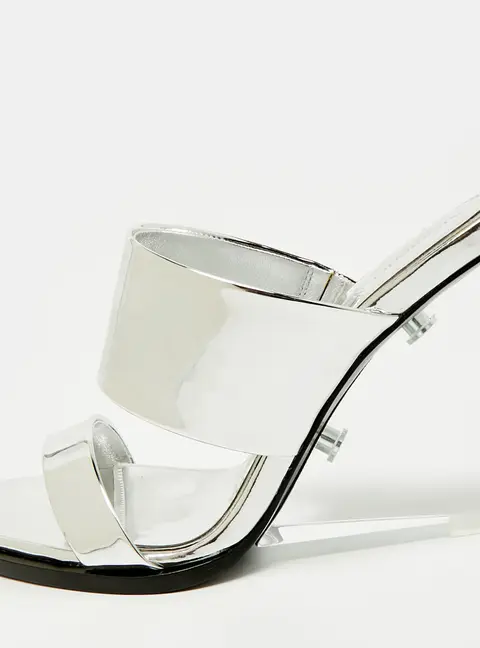 Alexander McQueen Bold Size 36 Silver Leather Wedge Sandals