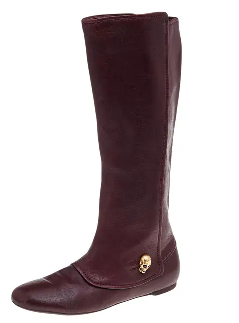 Alexander McQueen Brown Leather Knee Length Boots Size 40