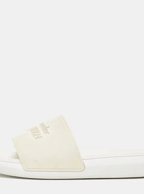 Alexander McQueen White Rubber Flat Slides Size 36