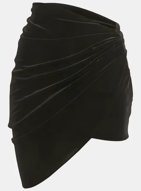Alexandre Vauthier Black Velvet Draped Asymmetric Skirt L