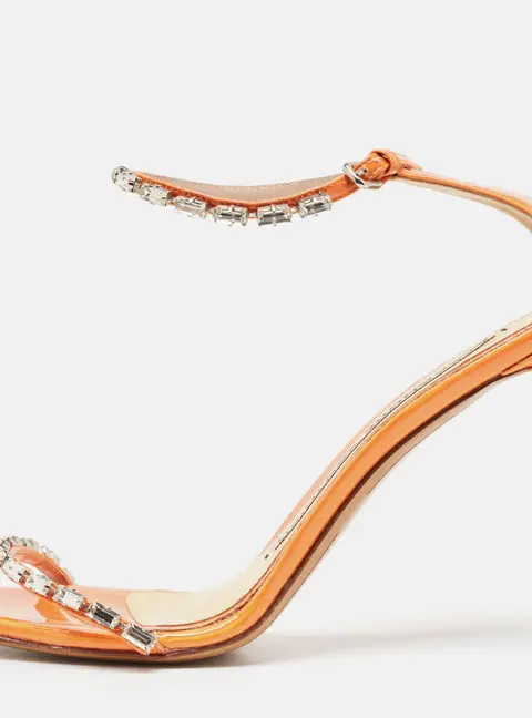 Alexandre Vauthier Orange  Patent Leather Crystal Embellishments Sandals Size 39