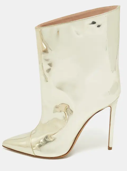 Alexandre Vauthier Gold Synthetic Leather Mid Calf Boots Size 39