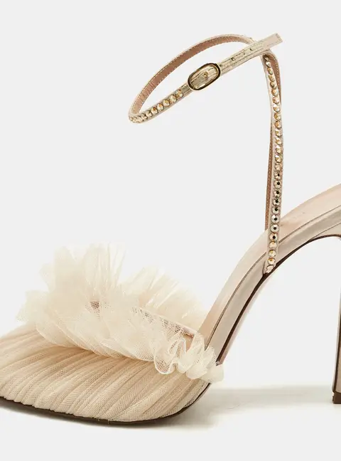 Alexandre Birman Beige Lace and Satin Kaya Pumps Size 40