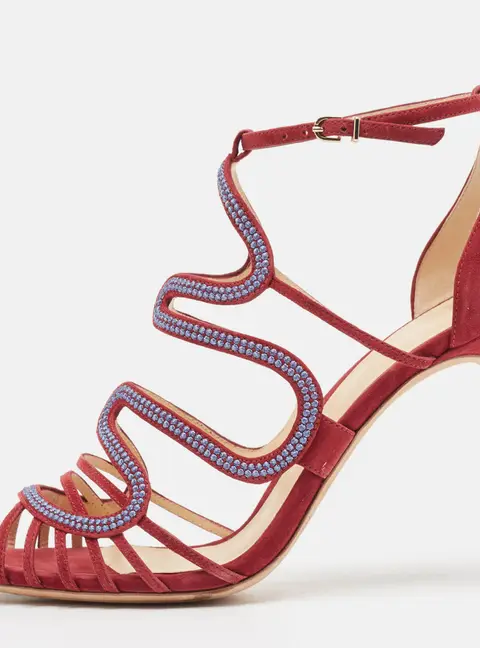 Alexandre Birman Burgundy Suede Ankle Strap Sandals Size 40