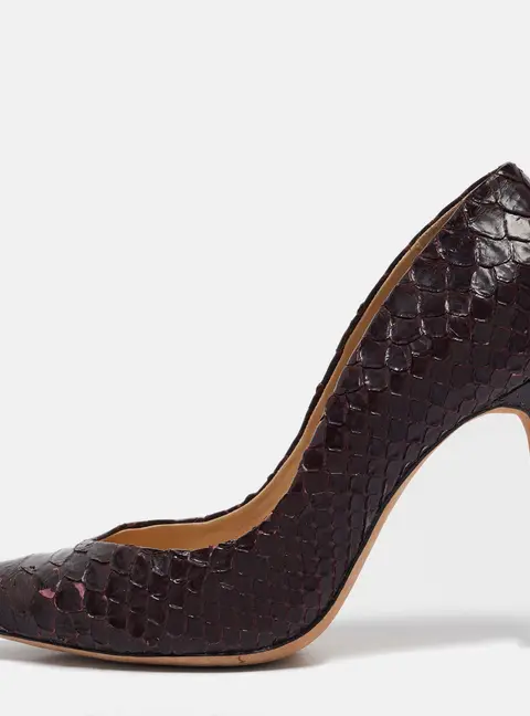 Alexandre Birman Dark Burgundy Python Pointed Toe Pumps Size 40