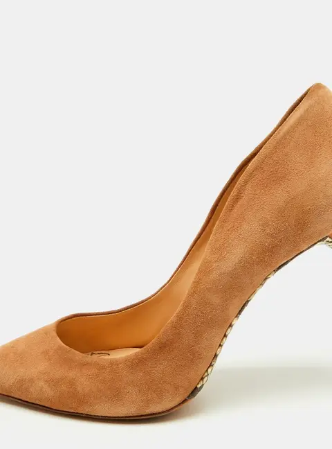 Alexandre Birman Beige Suede Pointed Toe Pumps Size 37.5