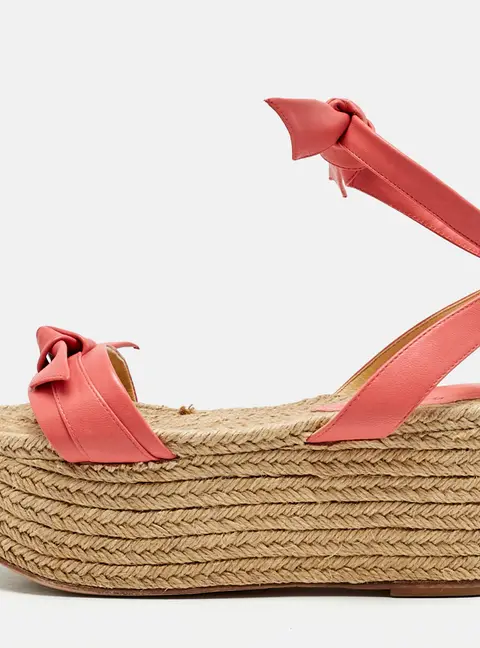 Alexandre Birman Pink Leather Wedge Sandals Size 37