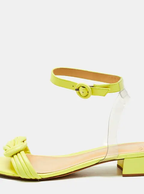 Alexandre Birman Neon Yellow Leather and PVC Vicky Ankle Strap Sandals Size 41