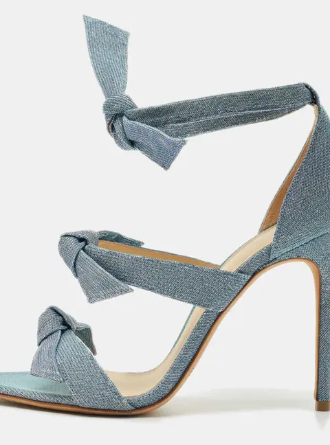 Alexandre Birman Blue Metallic Lurex Fabric Lolita Knot Ankle Strap Sandals Size 39