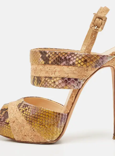Alexandre Birman Multicolor Cord and Python Leather Ankle Strap Sandals Size 41