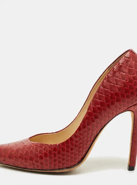 Alexandre Birman Size 37.5 Red Python Leather Pumps