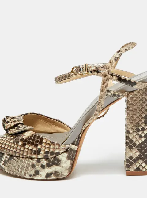Alexandre Birman Size 37 Brown Python Leather Ankle Strap Sandals