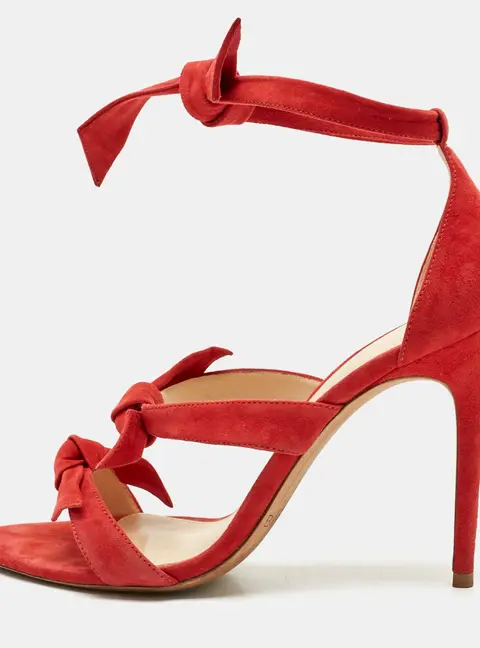 Alexandre Birman Red Suede Clarita Ankle Strap Sandals Size 39.5