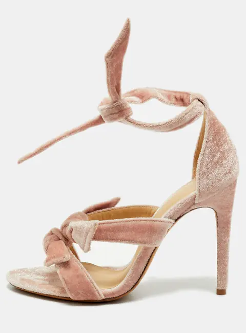 Alexandre Birman Lolita Knot Size 36 Beige Velvet Ankle Strap Sandals