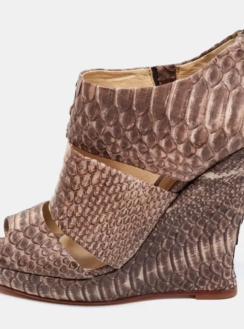 Alexandre Birman Two-Tone Python Leather Wedge Sandals Size 36