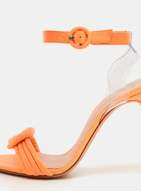 Alexandre Birman Orange Leather Knot Ankle Strap Sandals Size 39