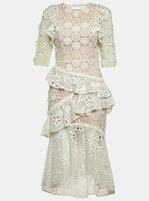 Alexis White Lace Mikaela Midi Dress M