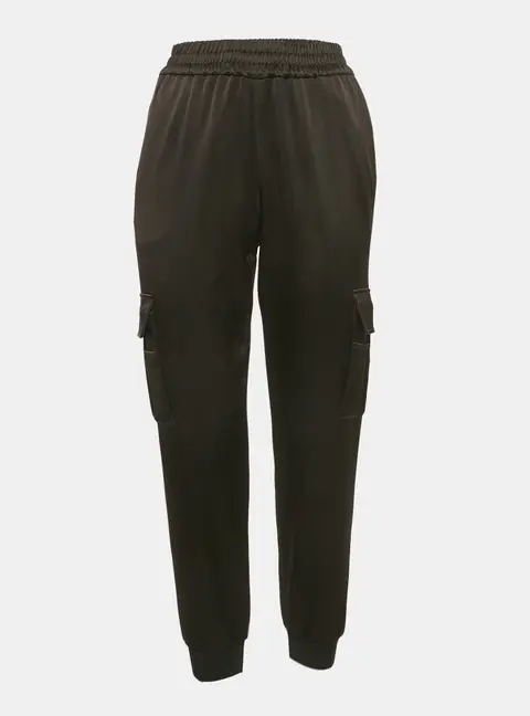 Alice + Olivia Black Satin Joggers XS