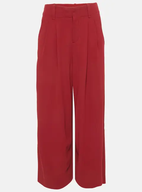 Alice + Olivia Burgundy Chiffon Flared Trousers M