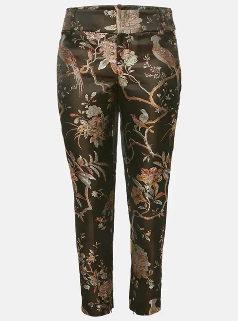 Alice + Olivia Black Floral Jacquard Trousers S