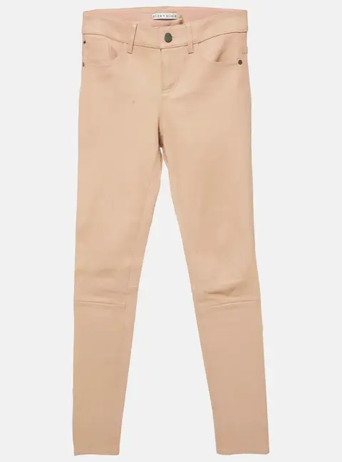 Alice + Olivia Light Pink Leather Paneled Pants S