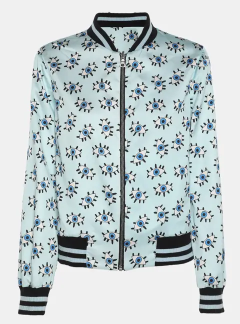 Alice + Olivia Multicolor Printed Nylon Lonnie Reversible Bomber Jacket S