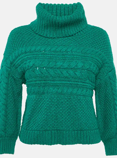 Alice + Olivia Green Wool Turtleneck Francine Merino Sweater XS