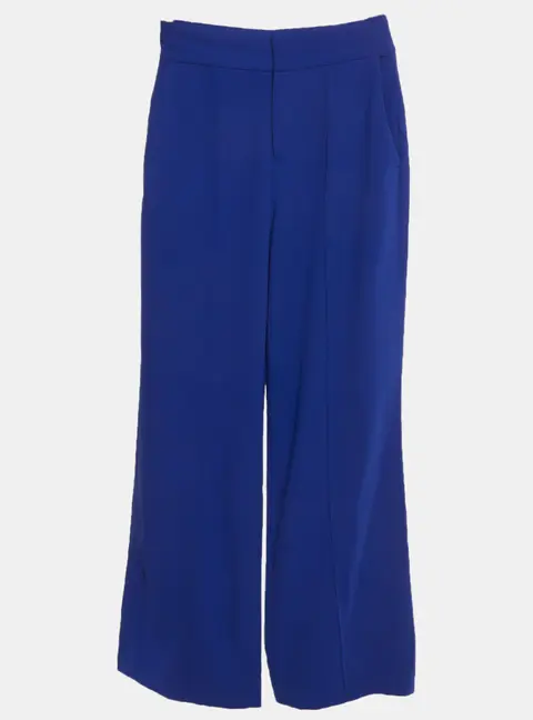 Alice + Olivia Blue Crepe Regular Fit Trousers S