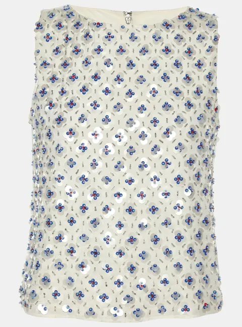 Alice + Olivia White Polyester Embellished Top XS