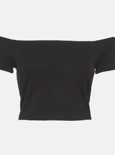 Alice + Olivia Black Jersey Crop Top XS